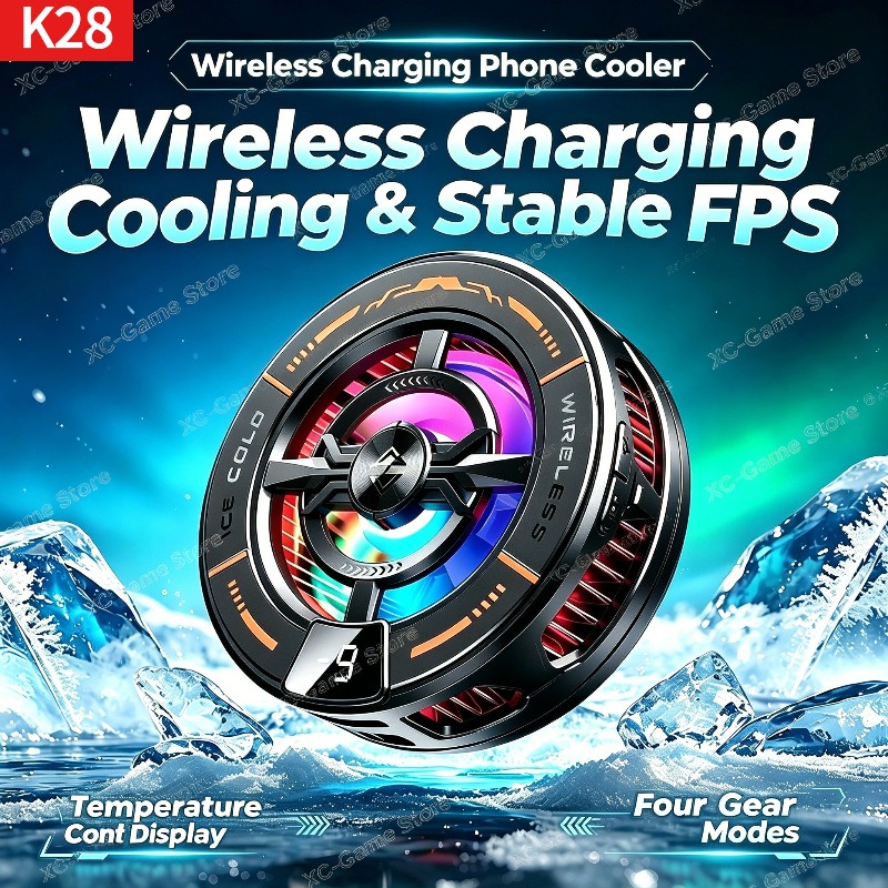 Gaming Accessories For Phone - K28 Magnetischer Halbleiter-Telefonkühler mit kabellosem Schnellladegerät,