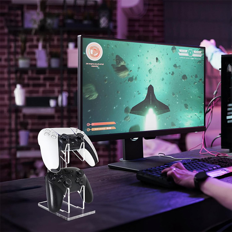 Gaming Accessories Rack - 1 Stück Doppelstöckiger Acryl-Spielcontroller-Halter Aufbewahrungsregal &