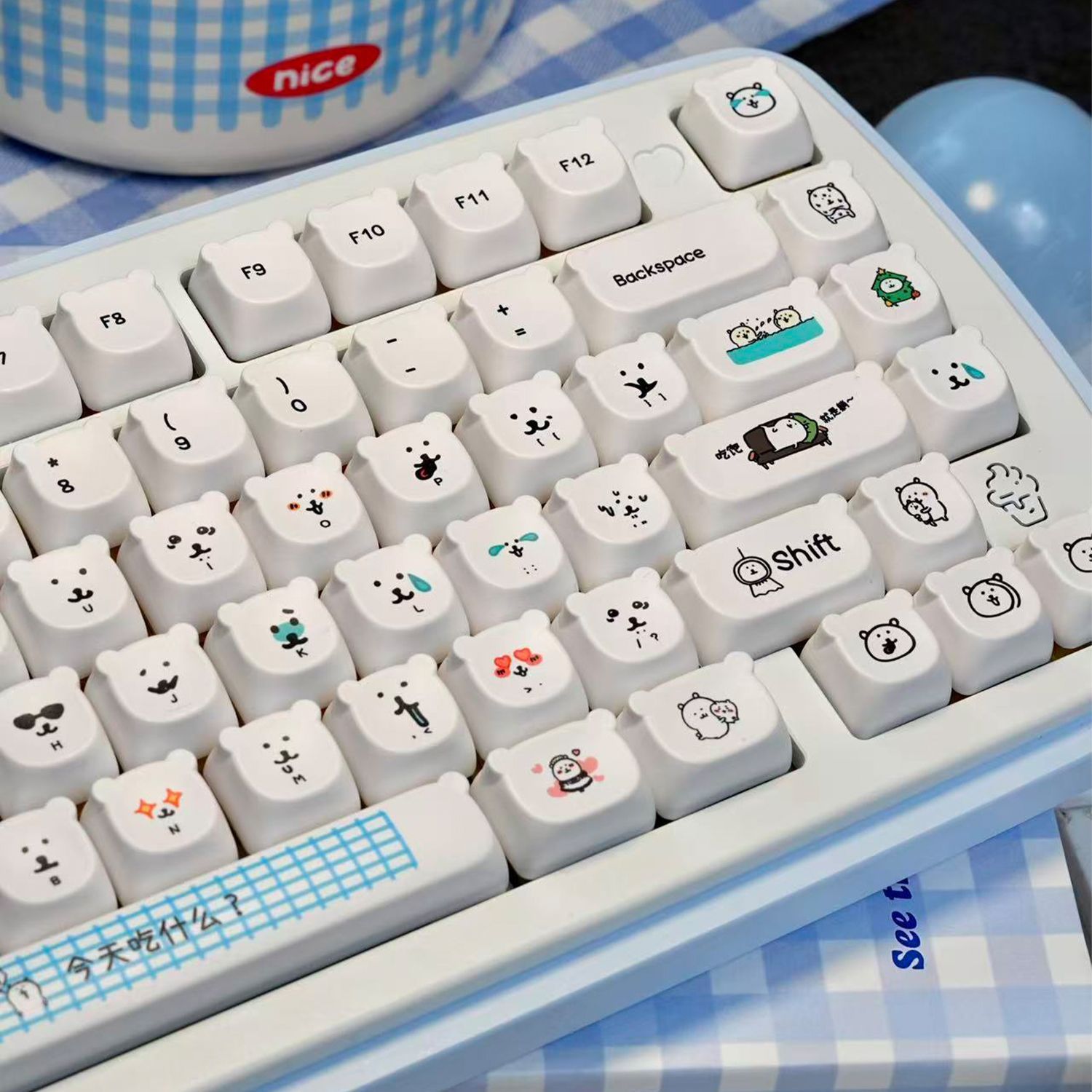 Gaming Accessories In Japan - Kawaii Cartoon Joke Bear PBT-Tastenkappen in