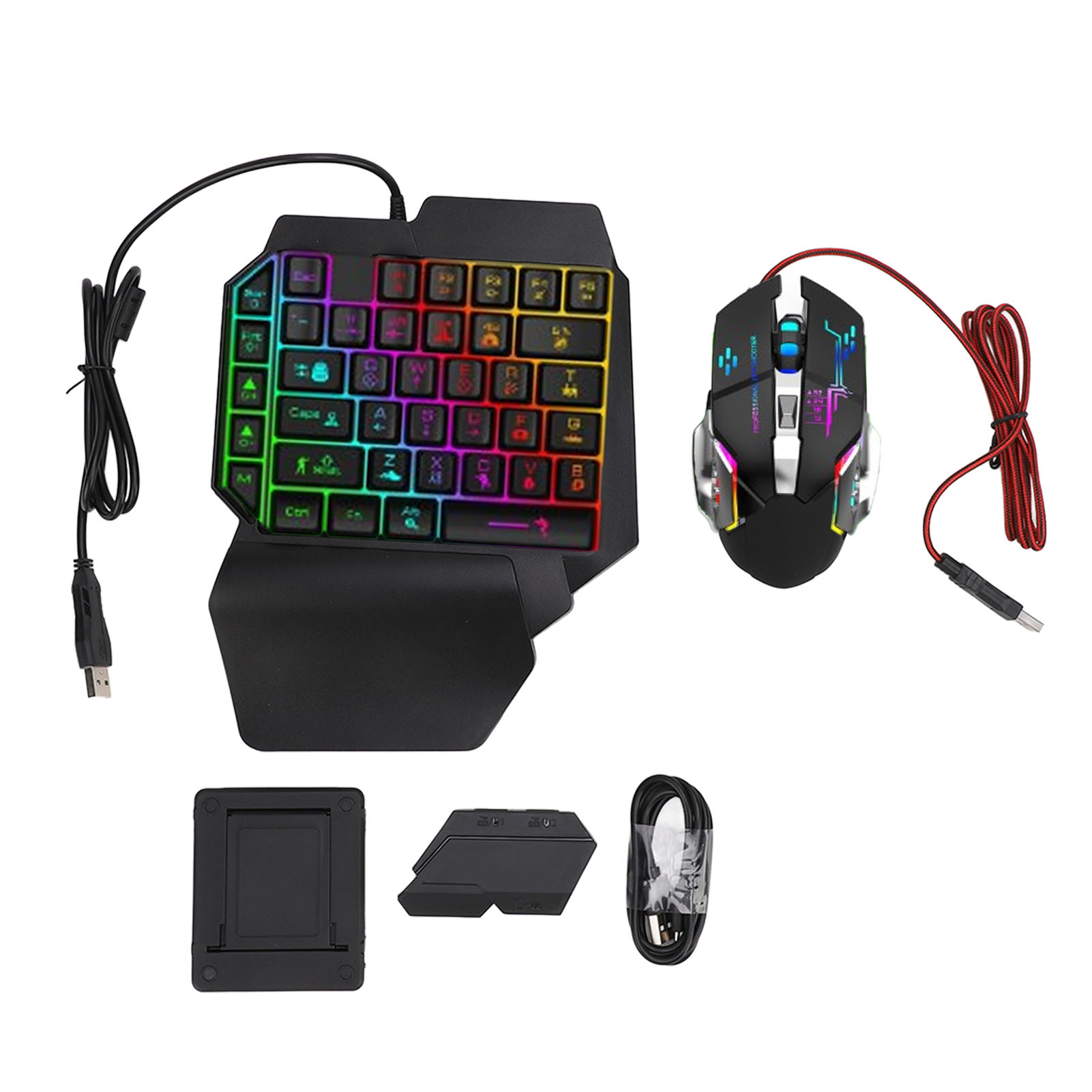 Gaming Accessories For Phone - Tastatur-Maus-Konverter-Set, reaktionsschnelle Einhand-Tastatur-Maus-Kombination, 5 V, 2