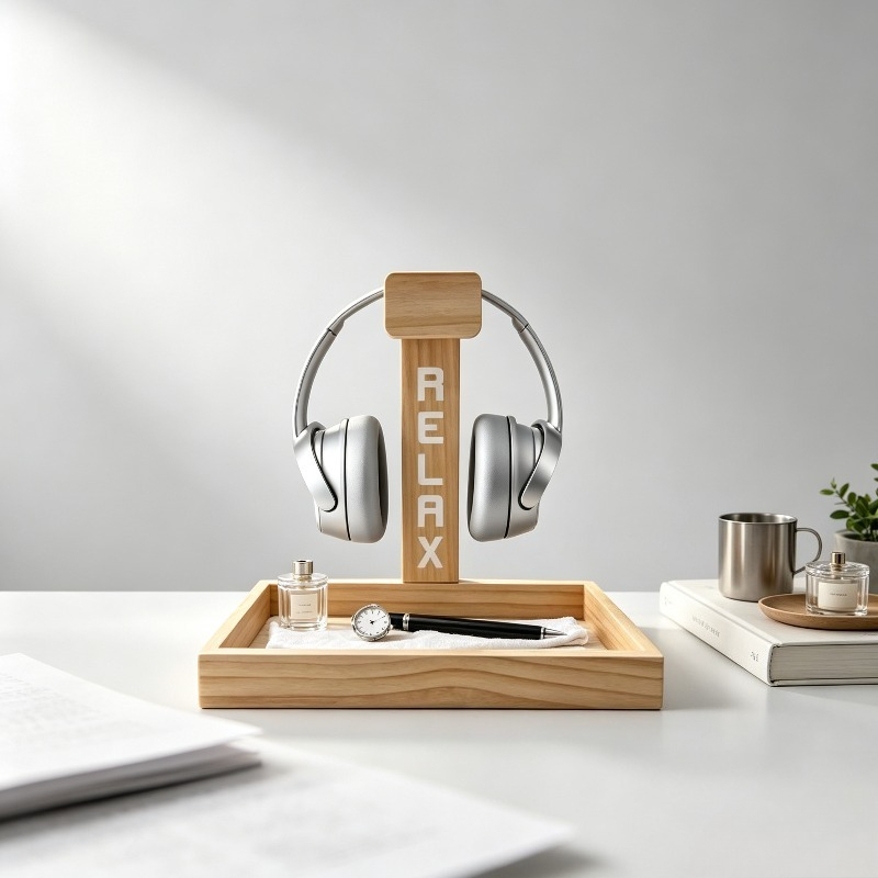 Gaming Accessories Rack - Holz-Gaming-Headset-Ständer, Schreibtischhalterung und Organizer für Kopfhörer