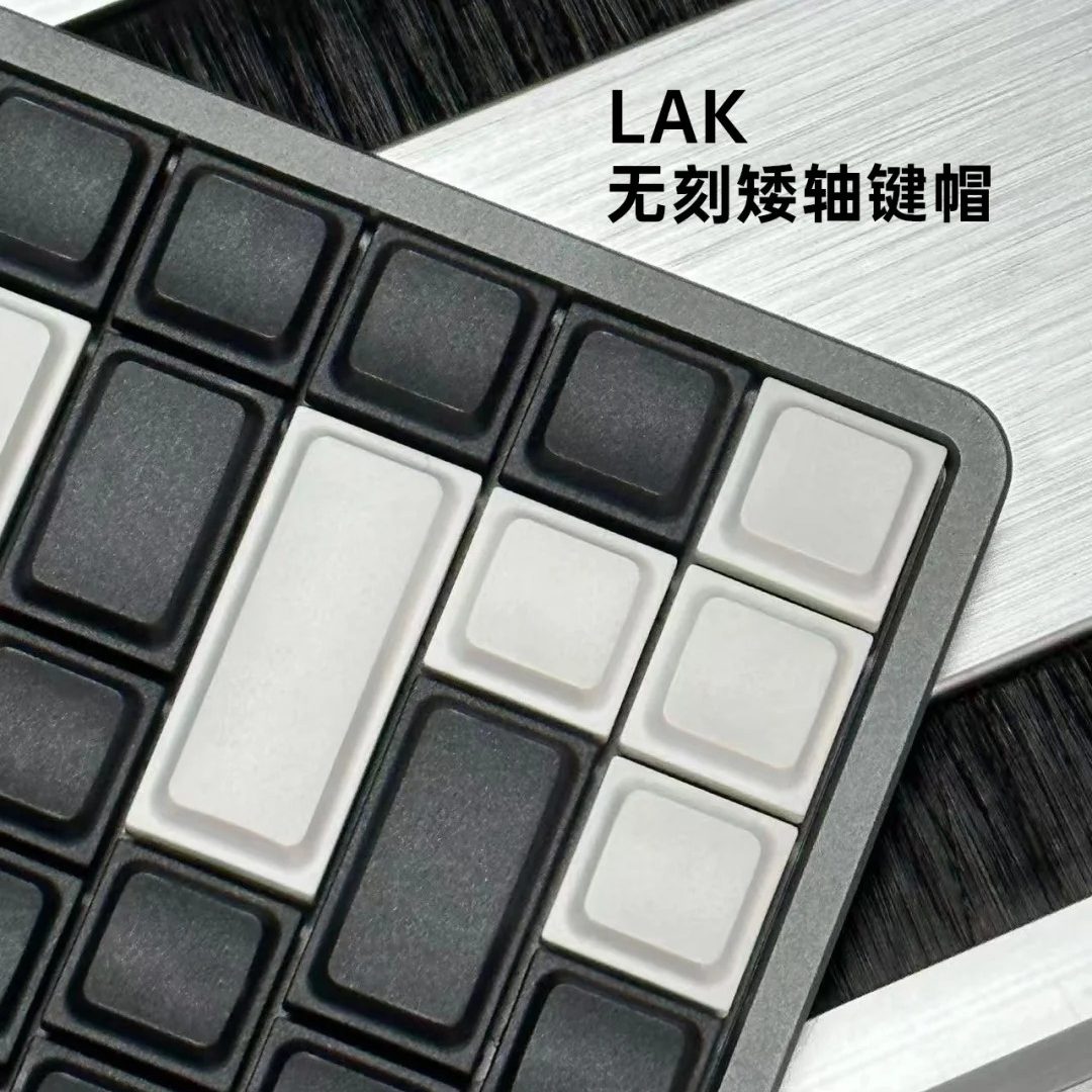 Gaming Accessories White - LAK Low-Profile-Tastenkappen-Set, ohne Gravur, Schwarz-Weiß-Grau, Artisan-Tastenkappen