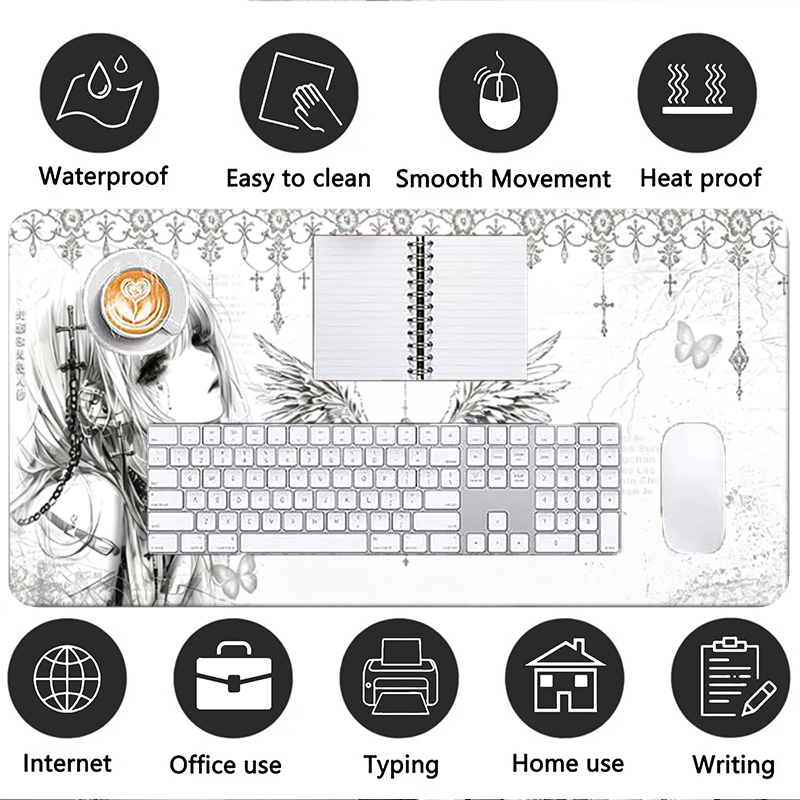 Leder-Mauspad Schwarz Weiß Ani – Gaming Accessories Keyboards Bewertung und Preis